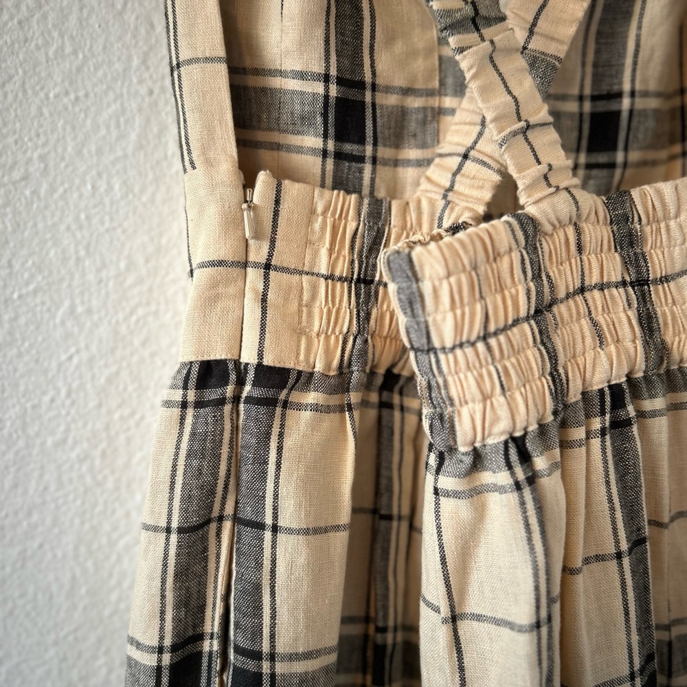 Shona Joy Indra Linen Plunged Cross Back Midi Dress Size 4 - Picture 11 of 14